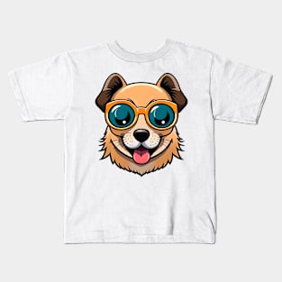 Cute brown dog with glasses Kids T-Shirt